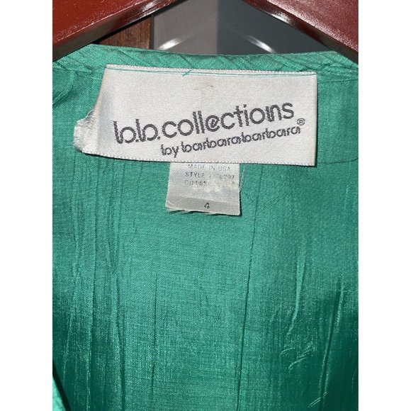 BB Collections Womens Vintage 80s Avant-Garde Green Ruffled Beaded Jacket Size 4 - Picture 6 of 8